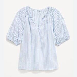 Old Navy Ruffled Split-Neck Pinstripe Blouson-Sleeve Top - Plus Size 3x (24/26)